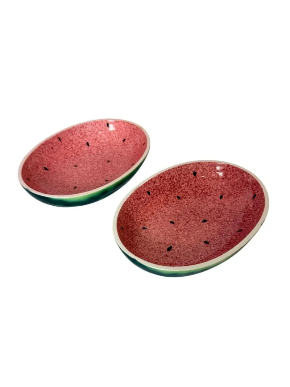 Vintage Shafford Watermelon Bowls Set 2 Ceramic Fruit Dish Summer Kitchen